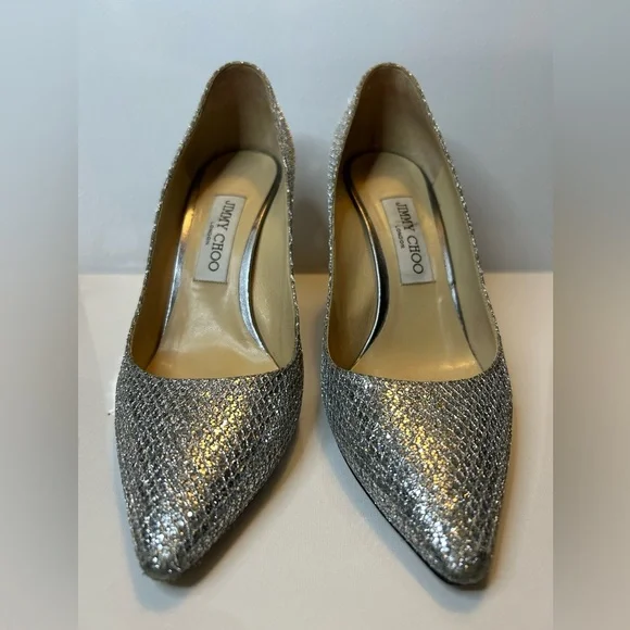 Jimmy Choo Silver Remy Heels - Picture 8 of 12